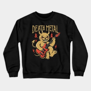 Death Metal Satanic Baphomet Cat playing guitar Crewneck Sweatshirt